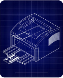 3d model of printer on a blue vector