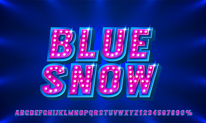 blue show font set collection letters and numbers vector