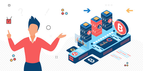 digital online mining bitcoin cryptocurrency vector image