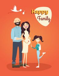 happy family father pregnant mom and daughter Vector Image
