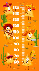 kids height chart with funny mexican nachos chips vector