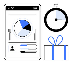 mobile app interface with pie chart and user vector image