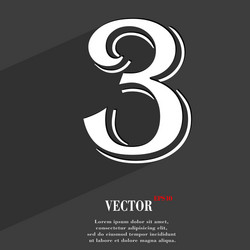 number three icon symbol flat modern web design vector