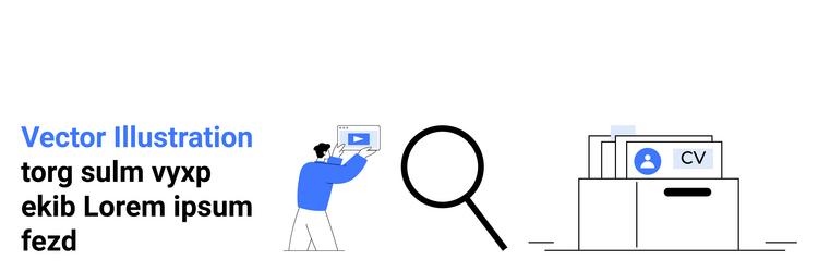recruitment process with candidate analysis using vector image