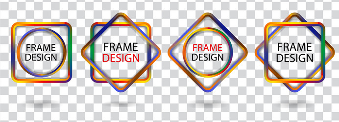 set colorful geometric frames on a transparent vector image