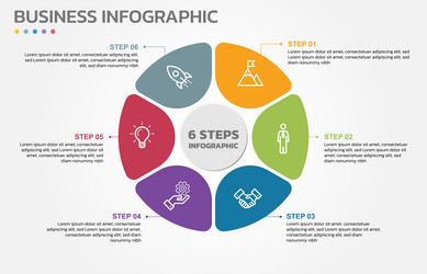 visual data presentation cycle diagram with 6 vector image