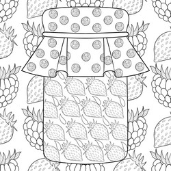 entangle stylized jar with strawberry jam vector image