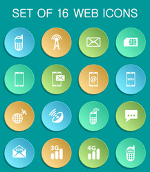 Mobile connection web icons on colorful round vector