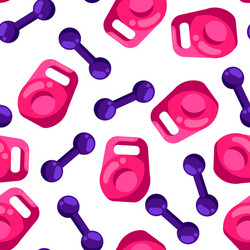 seamless pattern with kettlebells and dumbbells vector image