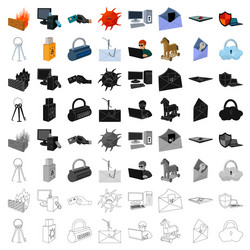 Hackers and hacking set icons in cartoon style vector