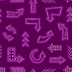 Realistic detailed 3d neon arrow seamless pattern vector