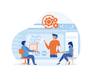software development and it operations concept vector image