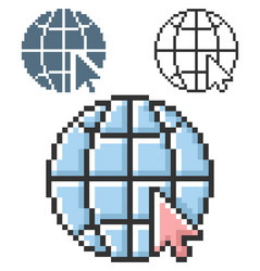 Pixel Globe with Pointer Arrow vector image