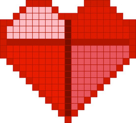 red pixel heart vector