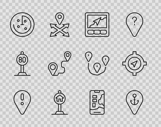 set line location with exclamation mark anchor vector image