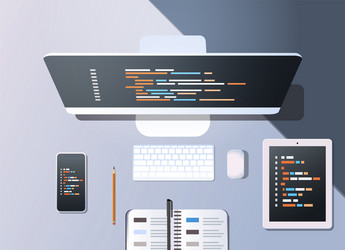 web site design development program code vector image