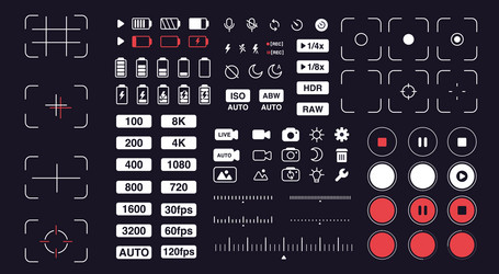 camera interface smartphone ui icons vector image