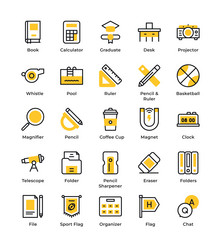 Line school education icons editable stroke vector