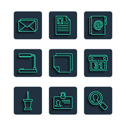 set line push pin identification badge magnifying vector image