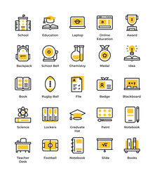 Line school education icons editable stroke vector