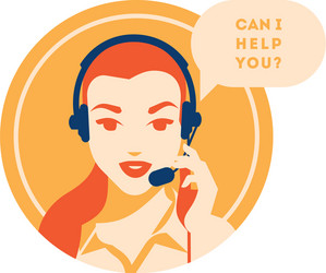 call center operator with headset icon client vector