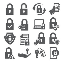 Lock Icon Set - Security & Access vector image