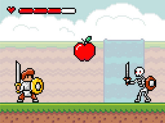 pixel art style characters in game arcade play vector image