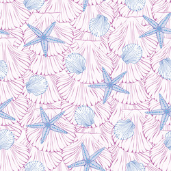 seamless pattern with hand drawn scallop shells vector image