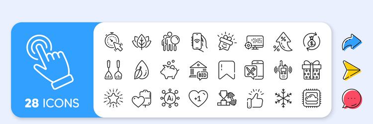 transmitter timer and snowflake line icons vector image