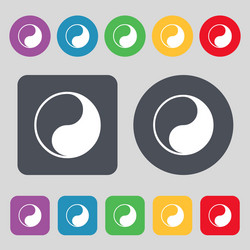 yin yang icon sign a set of 12 colored buttons vector