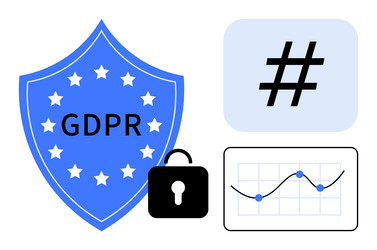 gdpr shield with lock graph and metadata tag vector image