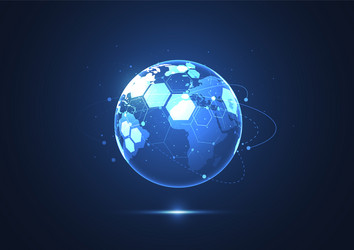 global network connection world map point vector image