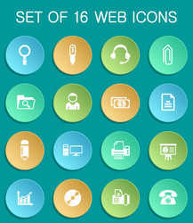 office web icons on colorful round vector image