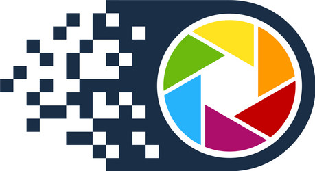 Pixel art camera logo icon design Royalty Free Vector Image