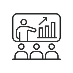 presentation icon in line design presentations vector image