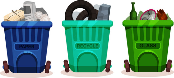 trash bins full sorted garbage set vector image