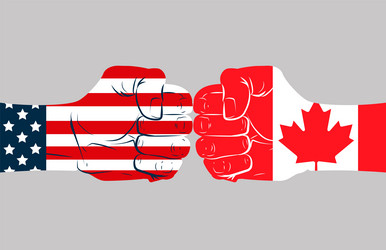 two hands fists facing each other with the flags vector image