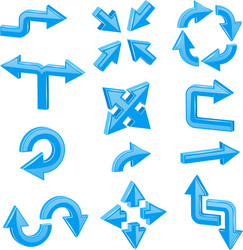 blue 3d arrows set of different shiny web signs vector image
