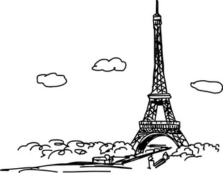 eiffel tower with cityscape and clouds vector image