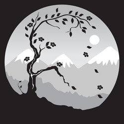 Japanese Flowering Tree Silhouette Vector Image