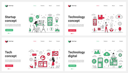 online startup digital technology set tiny vector image