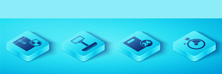 set isometric envelope with shield scale fast vector image