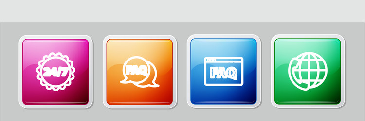 set line clock 24 hours speech bubble with faq vector image