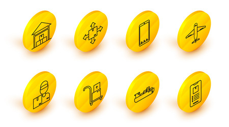 set line mobile phone with app delivery tracking vector image