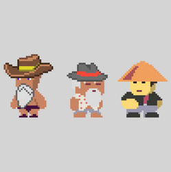 set of pixel men characters in art style vector image