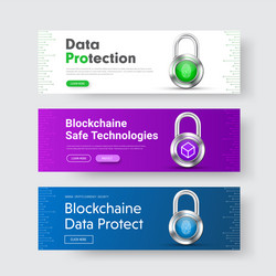 Template of horizontal web banners with padlock vector