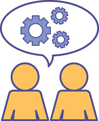 avatars with gears inside bubble line and fill vector image