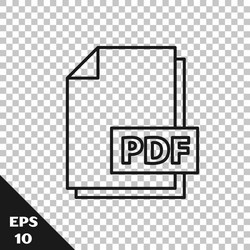 black line pdf file document download button vector image