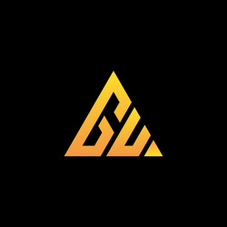 g u monogram initial logo with a yellow triangle vector image