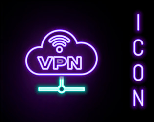 glowing neon line vpn network cloud connection vector image